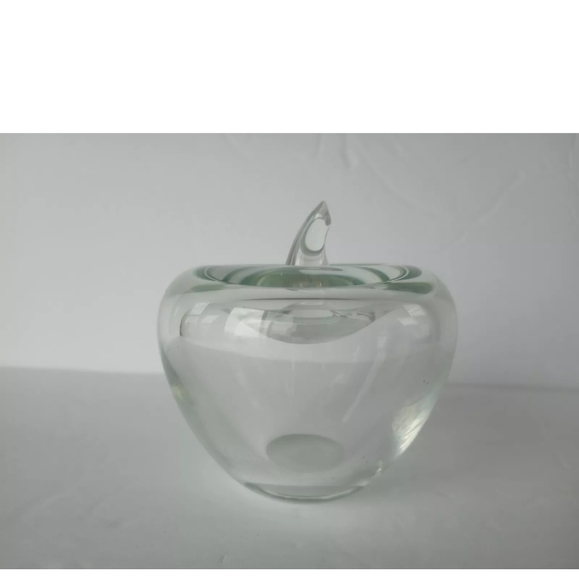 Vintage Art Glass Clear Hollow Apple Paper Weight- Blenko?See Description - Picture 1 of 11
